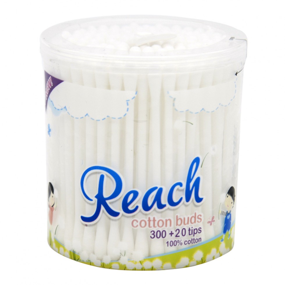 REACH COTTON BUDS CAN PLASTIC STEM 300 TIPS + 20 TIPS