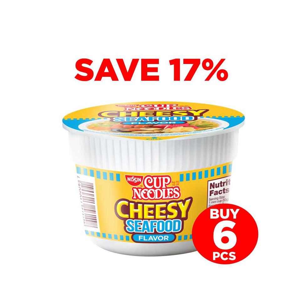 NISSIN MINI CUP NOODLES CHEESY SEAFOOD 50G BUY 5+1  