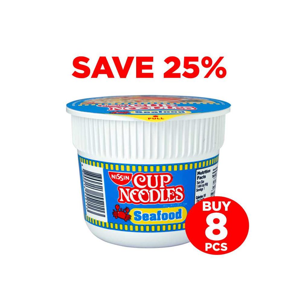 NISSIN MINI CUP NOODLES SEAFOODS 40G BUY 6+2  