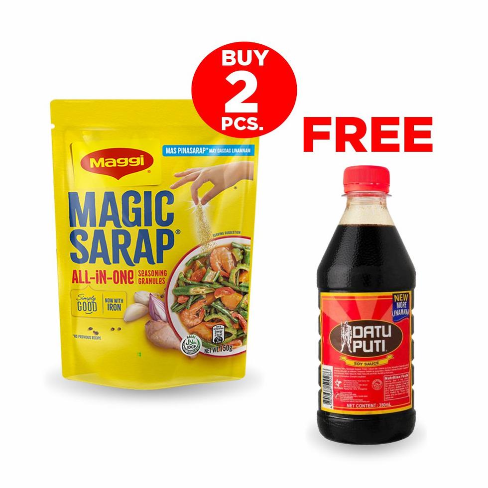 MAGGI MAGIC SARAP  150G, BUY 2 PCS ,. GET FREE 1 BOTTLE DATU PUTI SOY SAUCE 350ML  