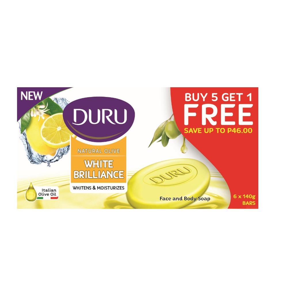 DURU NATURAL OLIVE FACE AND BODY SOAP WHITE BRILLIANCE  140G 5+1