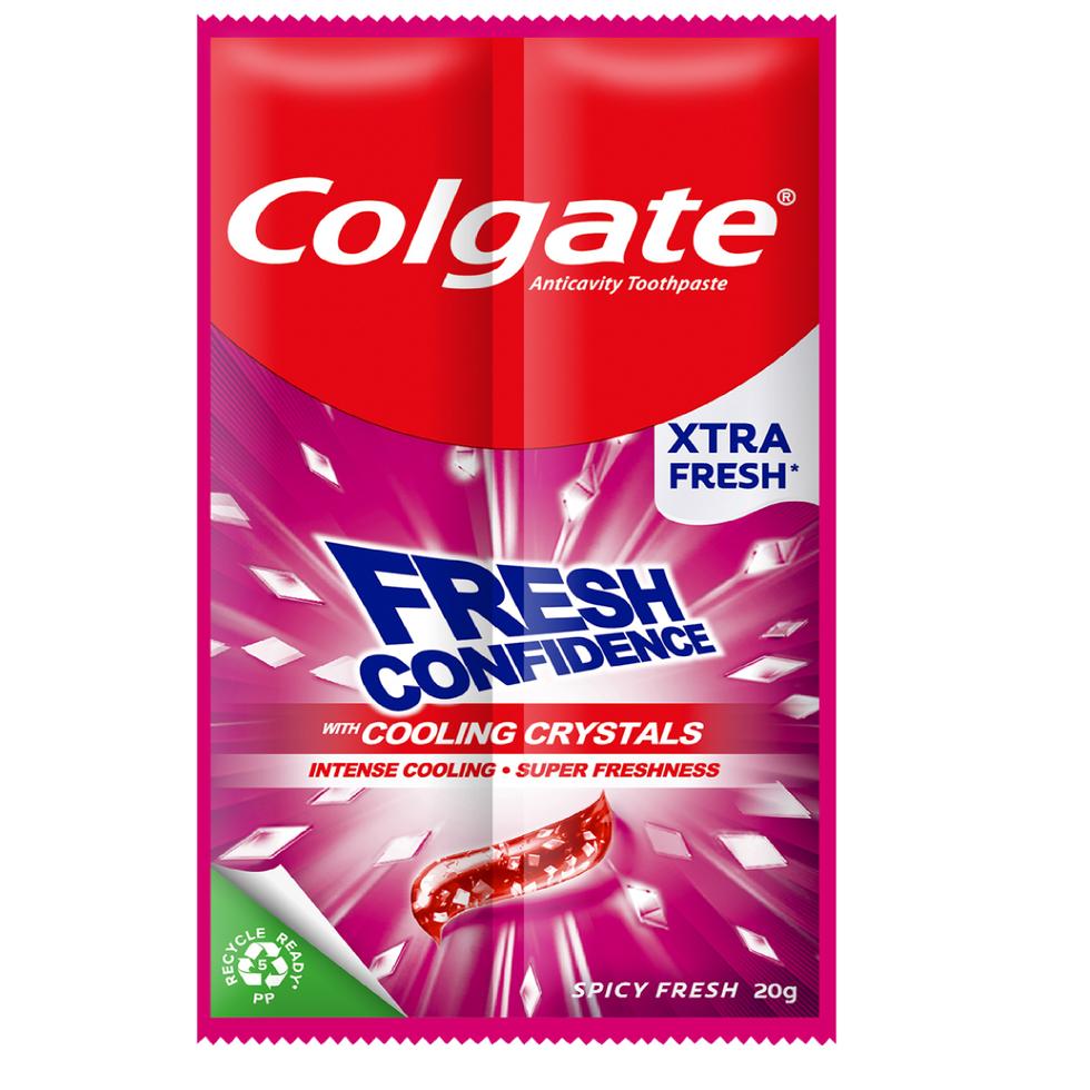 COLGATE TOOTHPASTE FRESH CONFIDENCE WITH COOLING CRYSTALS SPICY FRESH TWIN PACK 20G 12S