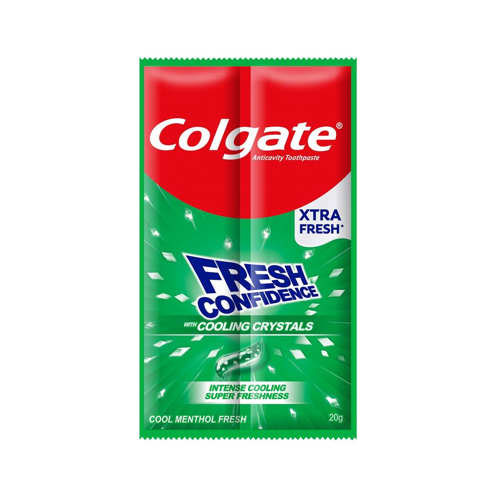 COLGATE TOOTHPASTE FRESH CONFIDENCE WITH COOLING CRYSTALS (CFCCC) COOL MENTHOL FRESH (GREEN) TWIN PACK 22G 12S