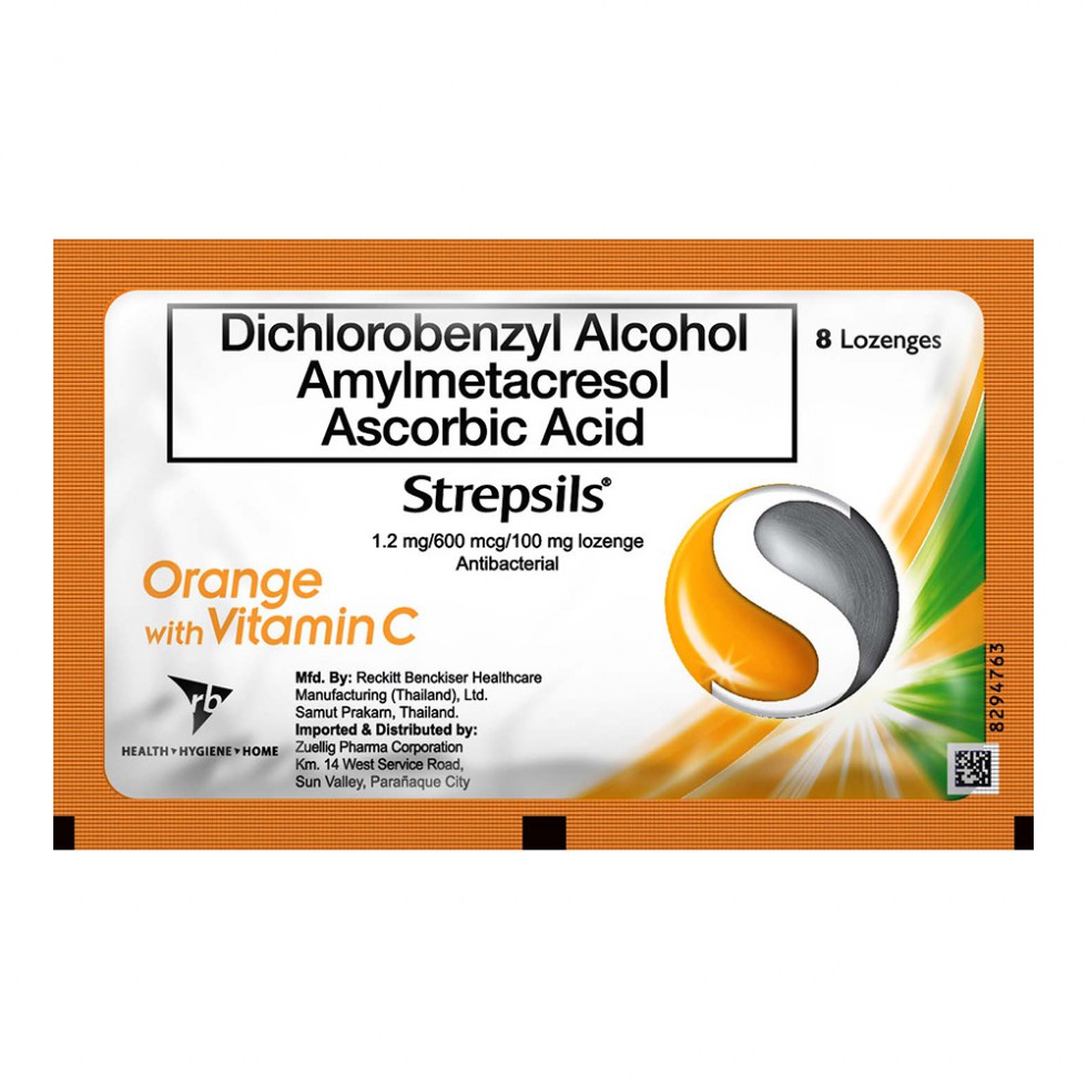 STREPSILS ORANGE WITH VITAMIN C 8 LOZENGES