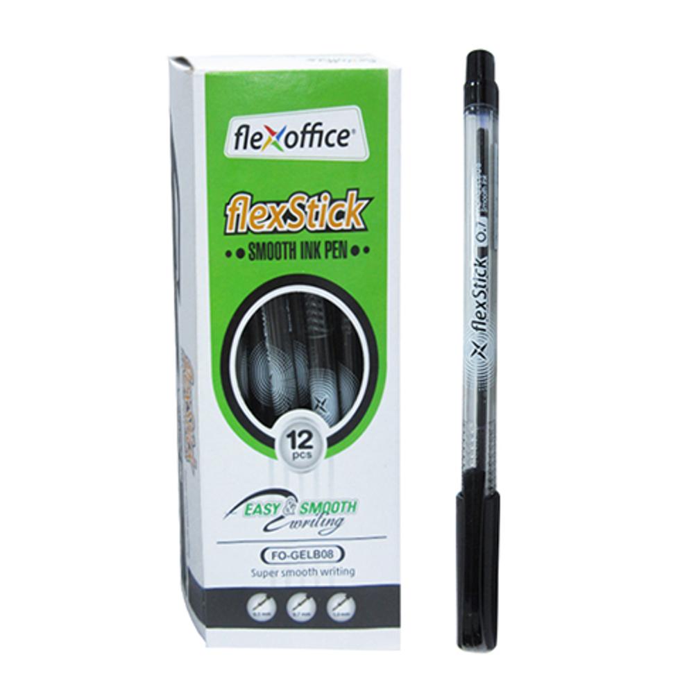 FLEXOFFICE FLEXSTICK BALLPEN 0.7MM FGELB08 BLACK  12'S