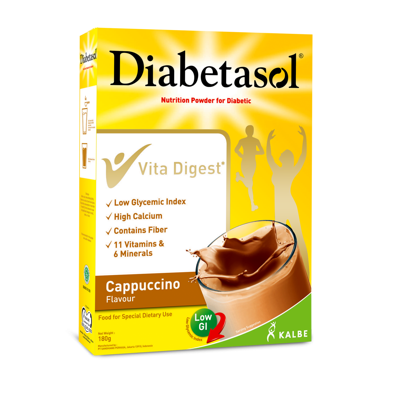 DIABETASOL NUTRITION POWDER FOR DIABETIC CAPPUCCINO 180G