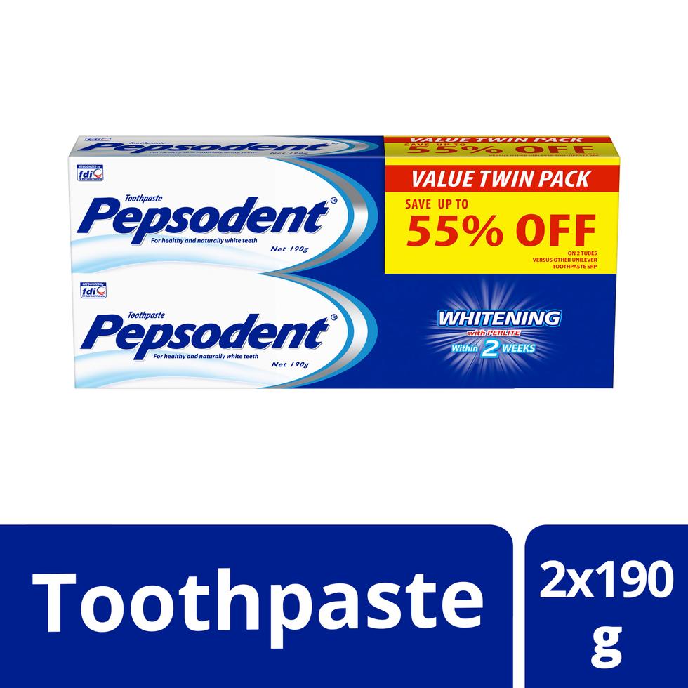 PEPSODENT TOOTHPASTE WHITENING WITH PERLITE  190GX2