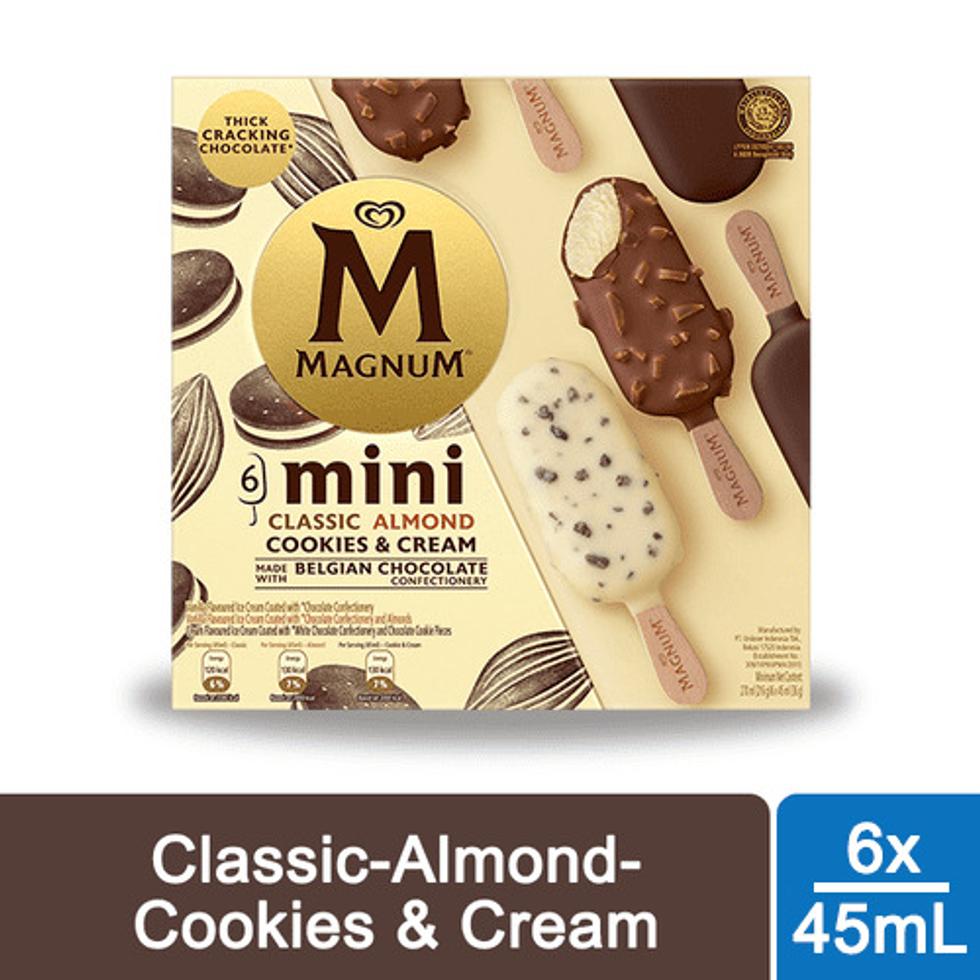 MAGNUM MINI ICE CREAM PACK CLASSIC ALMOND COOKIES & CREAM 6X45ML