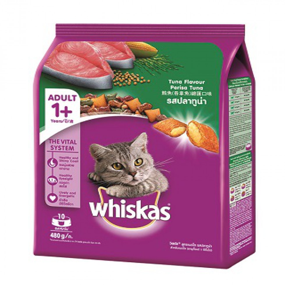WHISKAS DRY ADULT CAT FOOD TUNA 480G